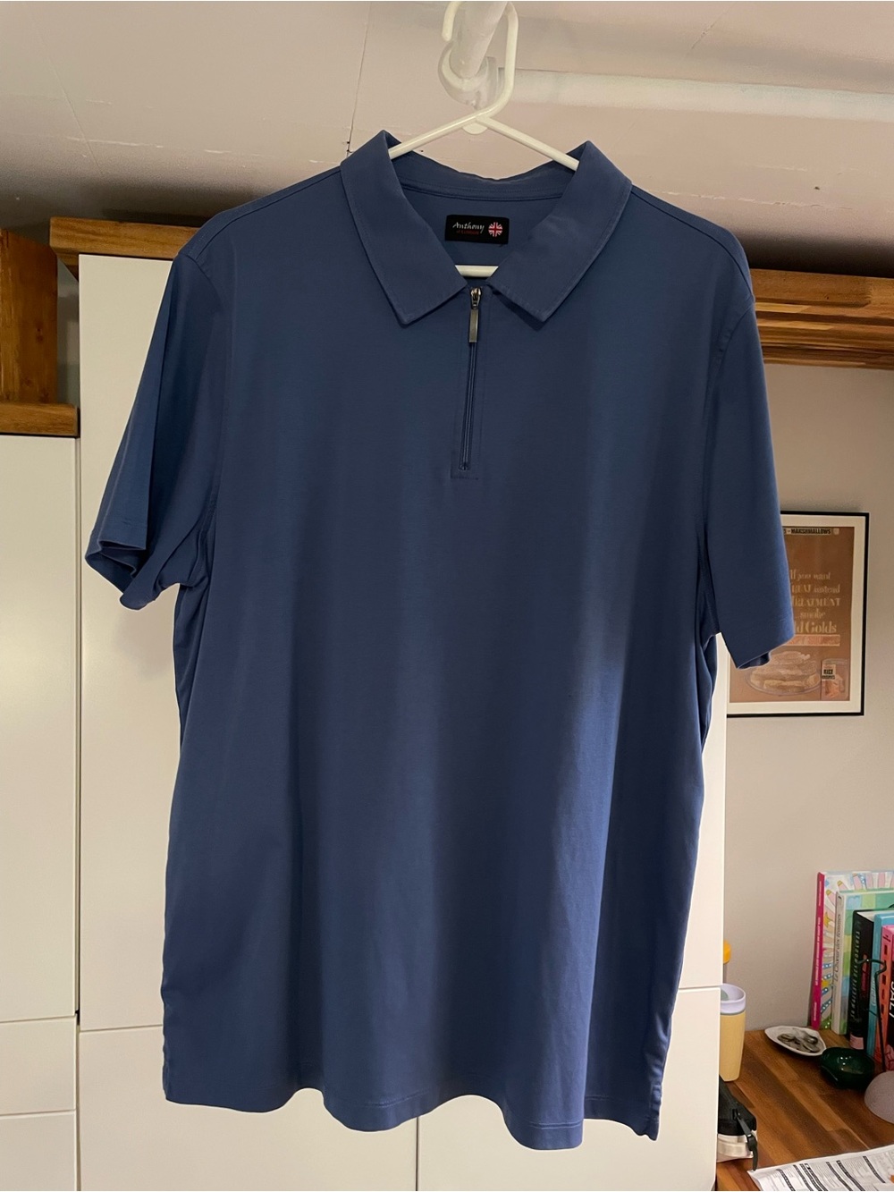 Men's Zip-Front Polo in Deep Blue